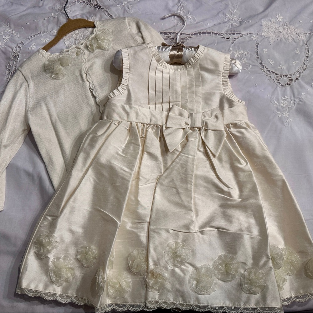 Elegant Cream Dress with Floral Details